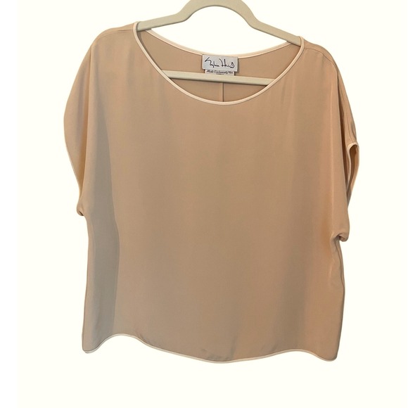 Sylvia Heisel Tops - Sylvia Heisel Vtg Silk Champagne Beige Short Sleeve Blouse Size 12 Minimalist